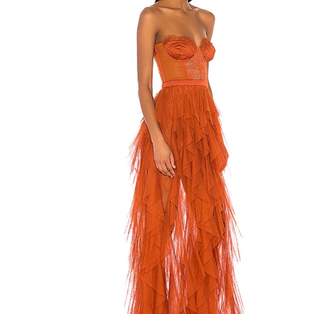 SOLD!!!! X REVOLVE Bustier Gown in Rust